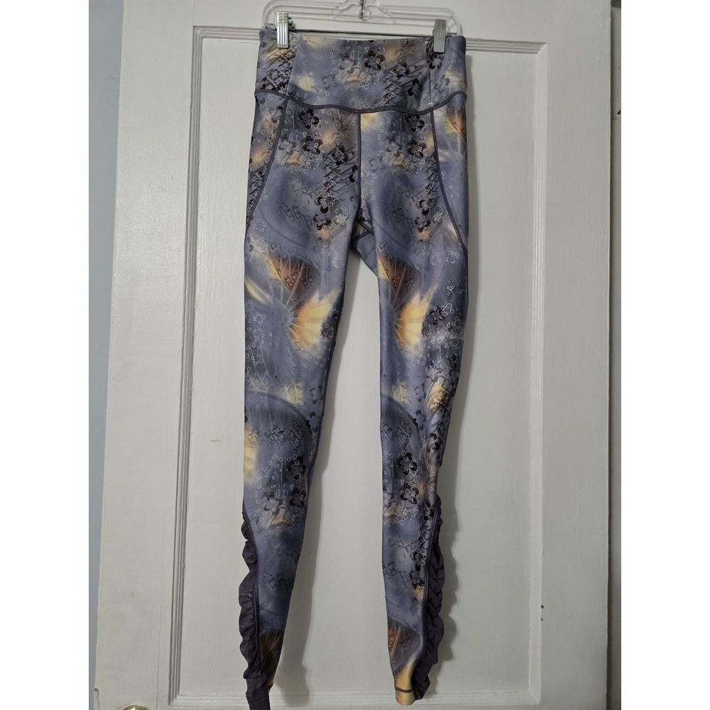 Calia Periwinkle & Yellow Sunburst Pull On Yoga Pants Size Small